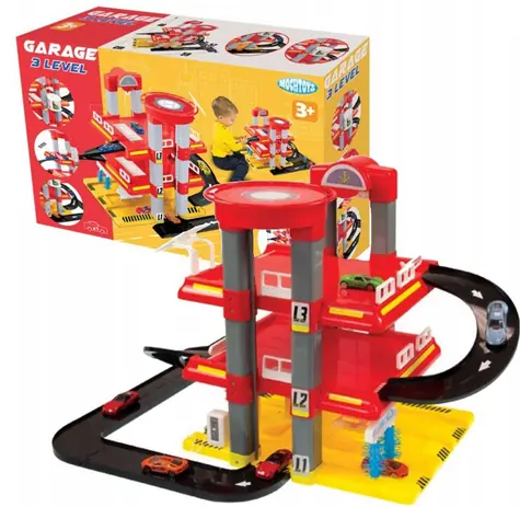 MOCHTOYS Třípatrová garáž s heliportem a výtahem / od 3 let
