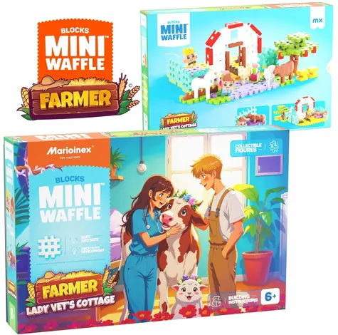 MARIOINEX Stavebnice Mini Waffle Domek veterinářky / 110 dílků