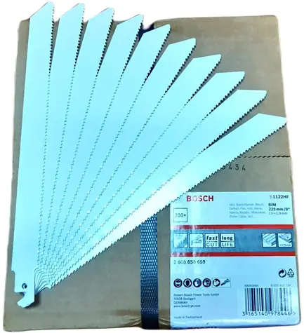 BOSCH S1122HF / Pilový plátek do pily ocasky / Délka 225 mm / 10 ks