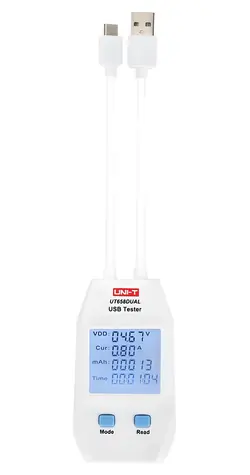 UNI-T UT658DUAL / Tester USB nabíjení / USB-A + USB-C / QC3.0 / QC4.0