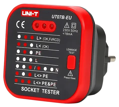 UNI-T UT07B-EU / Zkoušečka zásuvek / test RCD 30 mA / 230 V