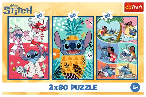 TREFL Puzzle Lilo & Stitch: Svět Stitche / 3x80 dílků / 18 x 27,5 cm / od 5 let