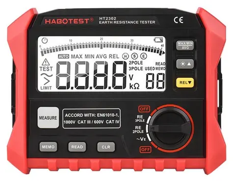 Habotest HT2302 / Digitální tester zemního odporu / 0-4 k? / LCD displej