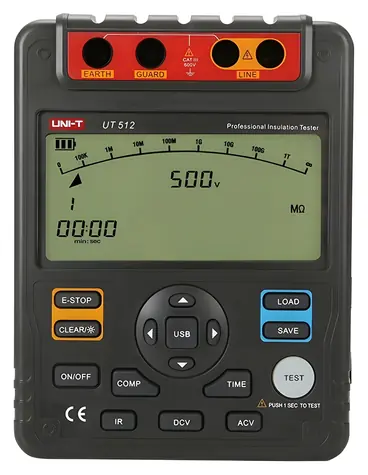 UNI-T UT512 / Měřič izolačního odporu / do 100 G? / 2500 V / paměť 18 měření / USB