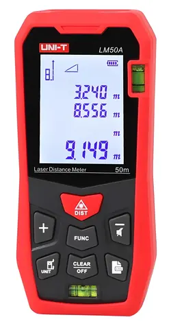 UNI-T LM50A / Laserový dálkoměr / až 50 m / přesnost ±2 mm / 2x AAA baterie