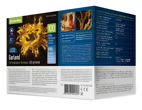 Colorway LED řetěz teplá bílá / LED řetěz / 100 LED / 10m / IP65 / 230V