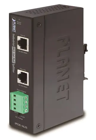 Planet IPOE-162S / PoE splitter / IEEE 802.3at / 12V/24V DC / DIN / IP30 / -40~75°C