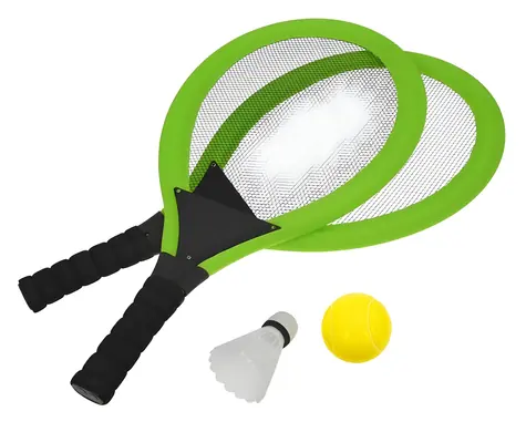 RULYT Líný tenis set zelený / 2× raketa / míček / košíček