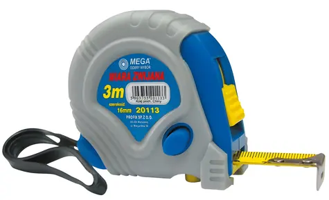 Mega 20112 / Metr svinovací / 2 m / šířka pásky 16 mm / gumový obal, 3 stopery