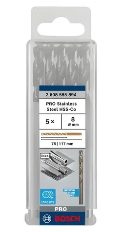 BOSCH HSS-Co 2608585894 / Spirálový vrták do kovu / 8.0 x 75/117 mm / 5 ks