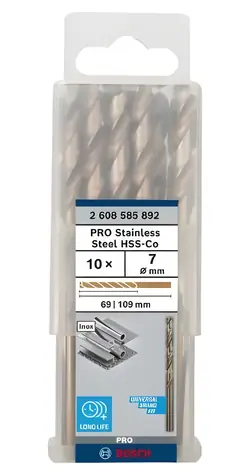 Bosch HSS-Co 2608585892 / Spirálový vrták do kovu / 7 x 69 mm / 10 ks