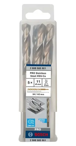 BOSCH 2608585901 / Spirálový vrták do kovu / HSS-Co / 11 x 94 mm / 5 ks