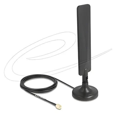 Delock černá / Anténa 5G/LTE / SMA / 3 dBi / všesměrová / RG-174 3m / magnetický stojánek