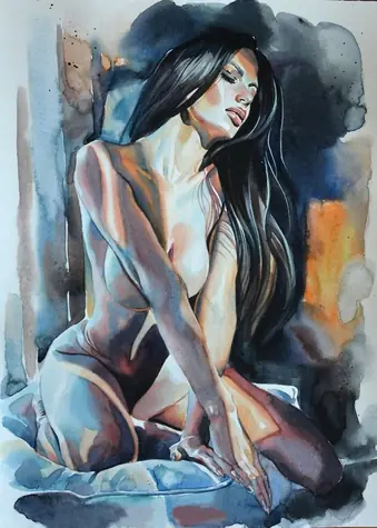 Diamantové malování - Akt ženy / 30x40 cm