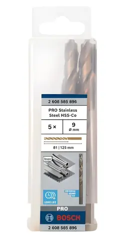 BOSCH HSS-Co 2608585896 / Sada spirálových vrtáků do kovu / 9,0 × 81 mm / DIN 338 / 5 ks