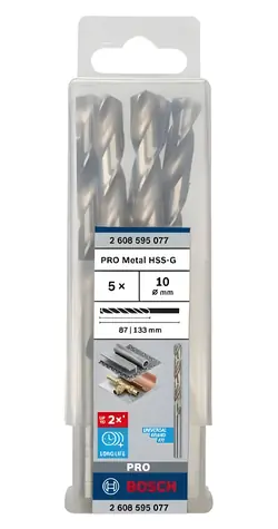 BOSCH HSS-G 2608595077 / Spirálový vrták do kovu / 10 x 87/133mm / 5 ks