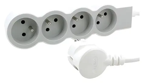 Legrand Prodlužovačka Standard bílá/světle šedá / Prodlužovací kabel / 4x zásuvka / 3 m