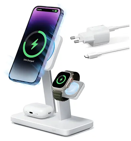 ESR CryoBoost bílá / Bezdrátová nabíječka 3v1 / MagSafe / 25W