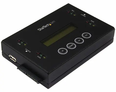 StarTech Duplikátor a eraser SATA/USB disků / Duplikátor disku / LCD displej / 2.5" a 3.5" SATA HDD SSD