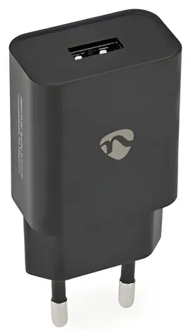 Nedis černá / Síťová nabíječka / 12 W / 1x USB-A / 2,4 A