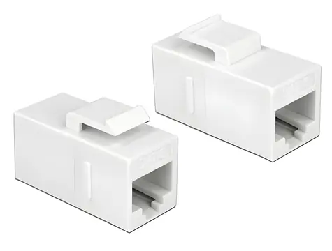 Delock bílý / Keystone modul / RJ45 - RJ45 / Cat6 UTP / samice/samice / zalomený