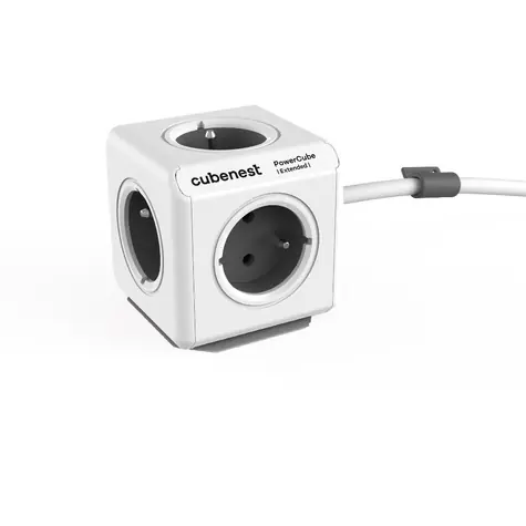 Cubenest PowerCube Extended šedá / Prodlužovací přívod 230V / 1,5 m / 5 zásuvek