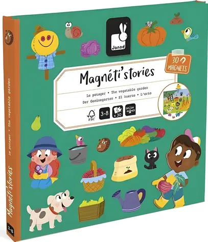 JANOD Magnetická knížka Zahrada / 30 magnetek