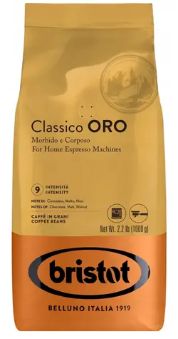 Bristot Classico Oro 1 kg / Zrnková káva / intenzita 9/10 / středně pražená