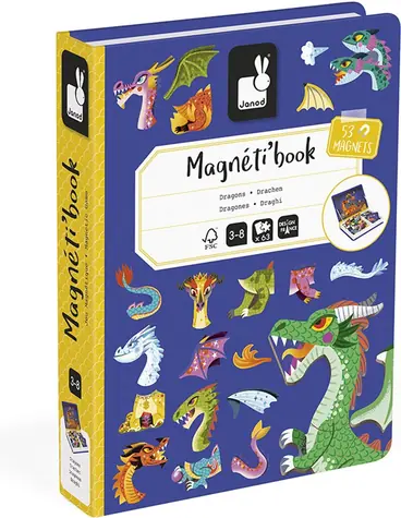 JANOD Magnetická kniha Draci / 53 magnetek / 10 kartiček