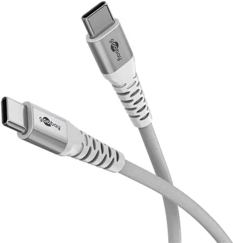 Goobay Supersoft bílá / Textilní kabel / USB-C / opletení / kovové konektory / 1 m