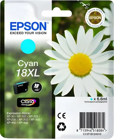 EPSON originální cartridge 18XL / XP-212 / XP-215 / XP-225 / 6.6 ml / azurová