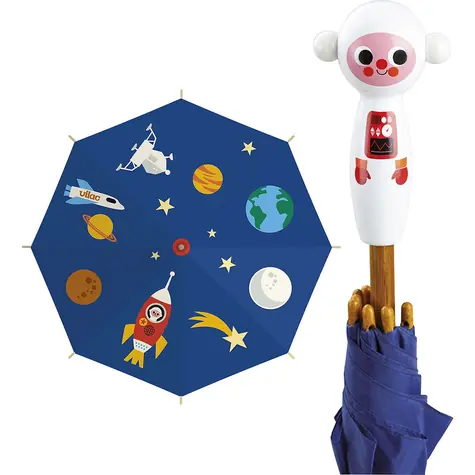 VILAC Deštník Kosmonaut modrá / kovová konstrukce, dřevěná rukojeť / design Ingela P. Arrhenius / od 3 let