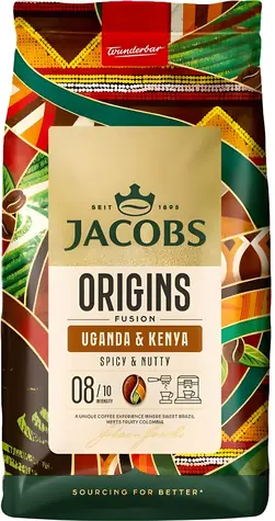 JACOBS Zrnková káva Uganda & Kenya Espresso 1 kg / Intenzita chuti 8/10