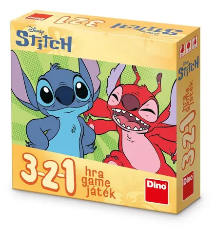 DINO Cestovní hra 3-2-1 Stitch / Karetní postřehová hra / 45 karet, 9 barev