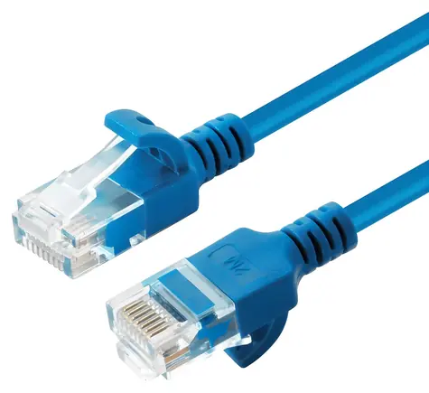 MicroConnect CAT6a U/UTP Slim 0.15m modrá / Patch kabel / RJ-45