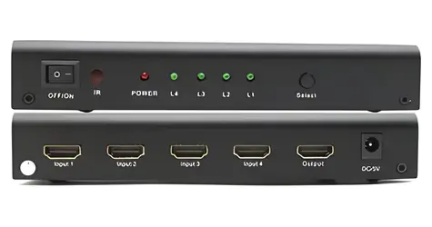 PremiumCord HDMI switch 4:1 černá / HDMI přepínač / kovový / dálkové ovládání / HDMI 1.4 / Full HD 1080p