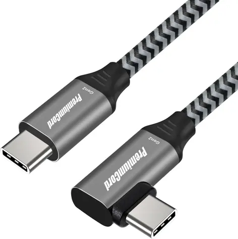 PremiumCord USB-C zahnutý černá / Datový kabel / USB 3.2 Gen 2x2 / 20 Gbit/s / 100 W / 2 m