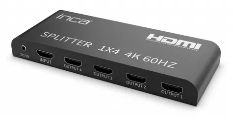 INCA HDMI Splitter 1:5 černá / Rozbočovač / HDMI 2.0 / 4K / 600MHz / 6 Gbit/s