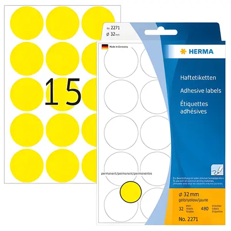Herma Etikety kulaté žluté / 32 mm / papír / 480 ks