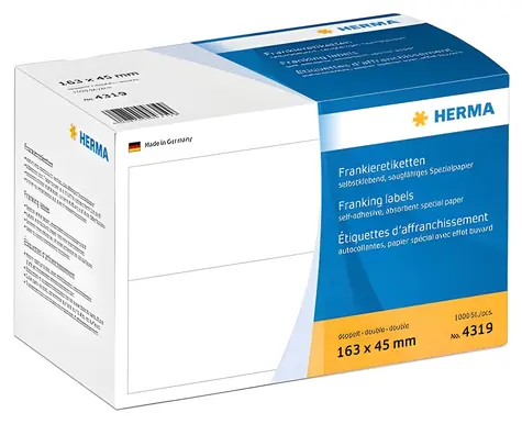 HERMA Frankovací etikety dvojité 163 x 45 mm / bílý papír / 1000 ks