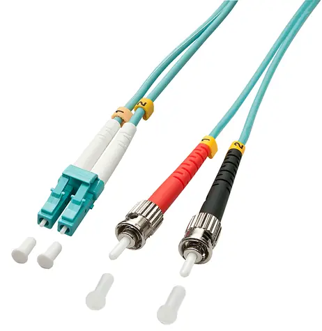 Lindy LC/ST OM3 tyrkysová / Optický duplexní kabel / Multimode / 50/125 µm / 5 m