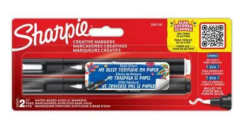 Sharpie Creative akrylové fixy černá, bílá / Fix / Kulatý hrot / 2,5 mm / 2 ks