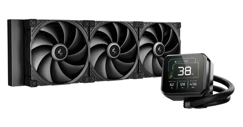 Deepcool Spartacus 420 černá / Vodní chladič CPU / 420mm radiátor / 3x 140mm ventilátor / ARGB / 3,4" IPS displej