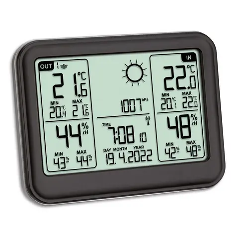 TFA 35.1141.01 MEMO šedá / Meteostanice / DCF-77 / bezdrátové čidlo 60 m / vlhkoměr