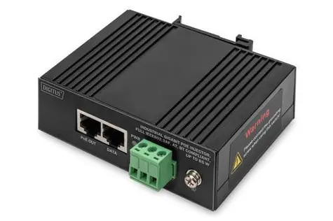 Digitus DN-651141 / PoE injektor / průmyslový / Gigabit / IEEE 802.3af/at/bt / 85 W / DIN lišta