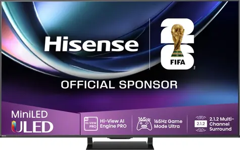 55" Hisense 55U7Q PRO černá / Televize / Mini LED / UHD / 165Hz / Dolby Atmos / Wi-Fi