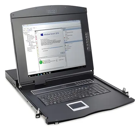 DIGITUS Rack konzole 17" TFT KVM Touchpad / Rack konzole / 1-port KVM / 1U / německá klávesnice