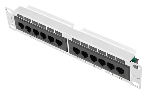 Lanberg 10" UTP 1U šedá / Patch panel / 12 portů / kat. 5E