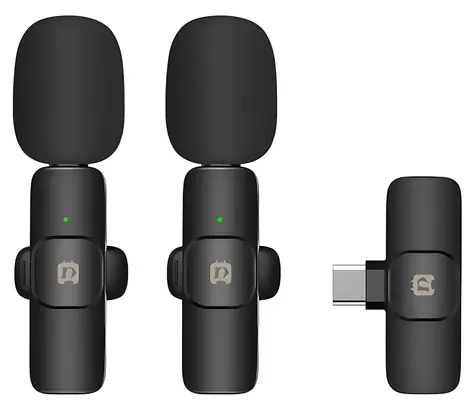 Puluz PU3151B černá / Klopový mikrofon / sada 2 ks / bezdrátový / USB-C / 2,4 GHz