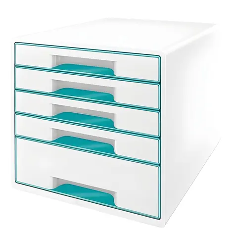Leitz WOW CUBE bílo-ledově modrá / Zásuvkový box / 5 zásuvek / plast
